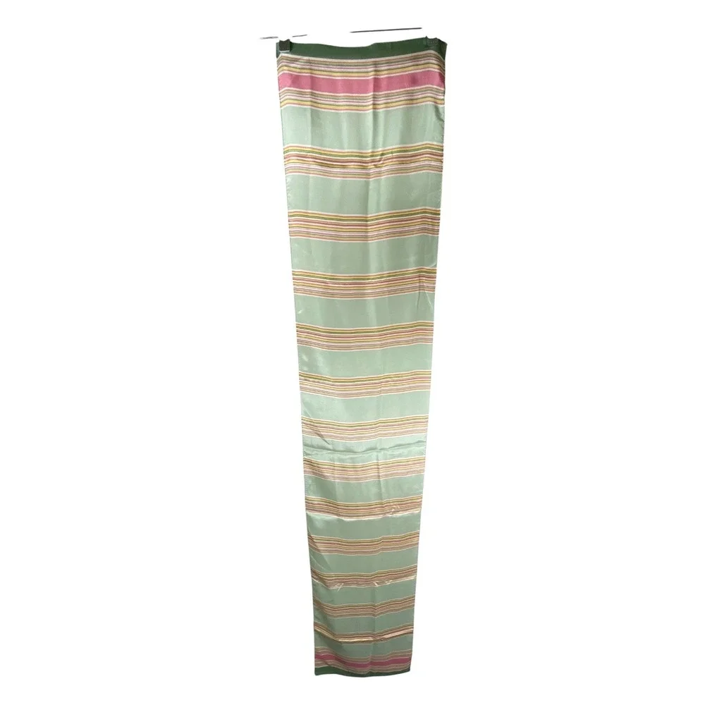 Vintage Talbots Silk Scarf Women Sage Pink Stripe Exc Rectangular Polished Retro